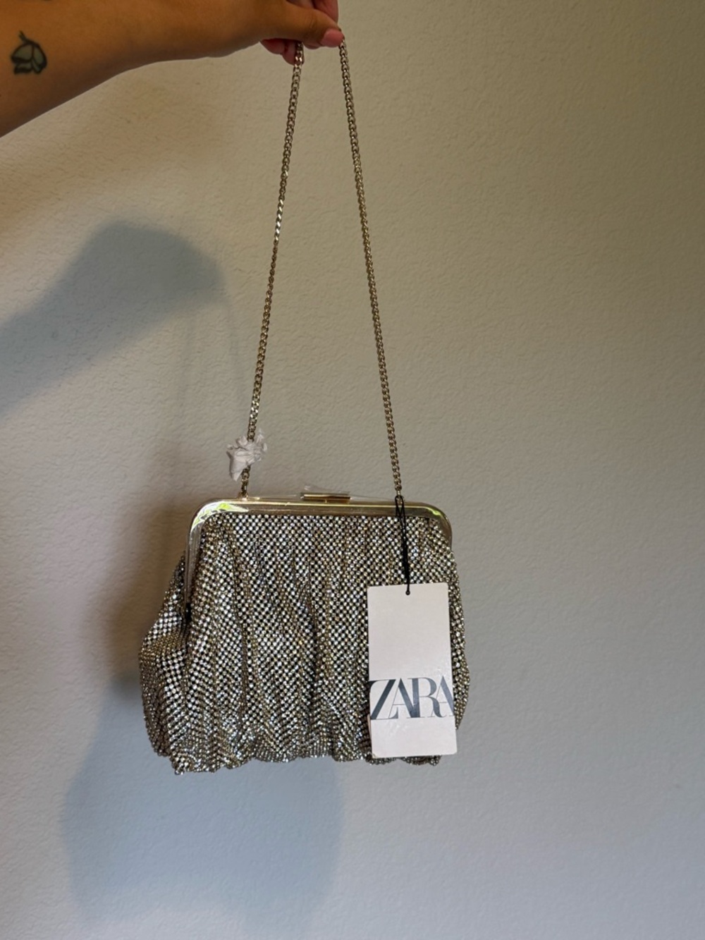 ZARA | Silver Mesh Chain Evening Clutch Bag